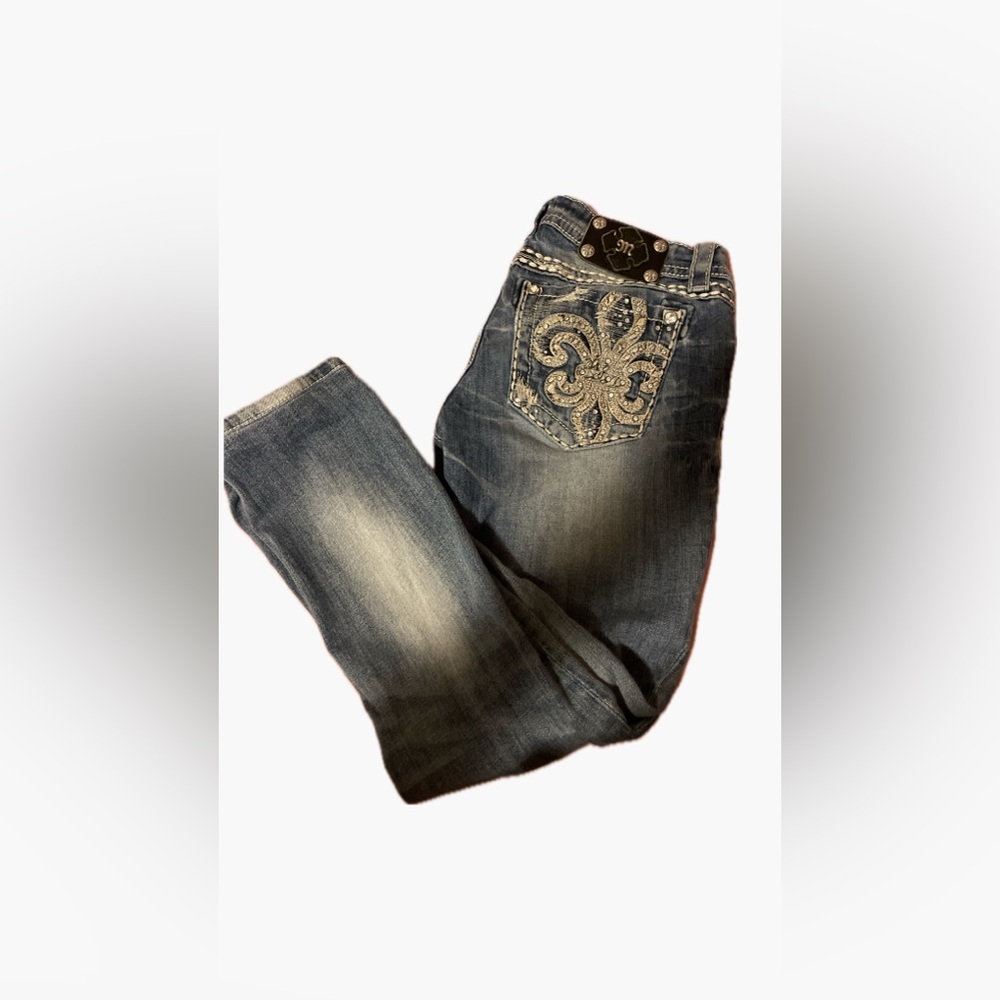 Miss Me Dark Blue Jeans with Silver Embellishments